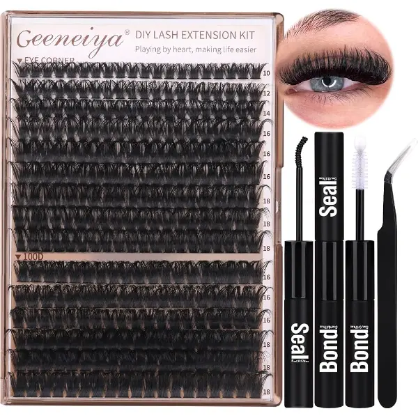 Geeneiya — Kit d'extensions de cils DIY Volume D Curl