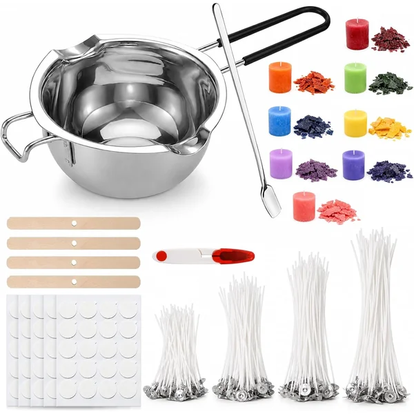 JVHLOV — Kit de Fabrication de Bougies avec Pot de Fusion 600 ml