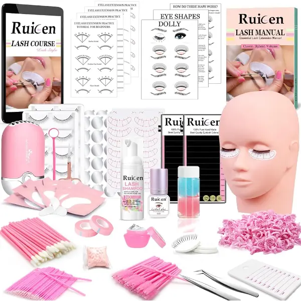 Kit d'extensions de cils pour débutante avec cours d'entraînement