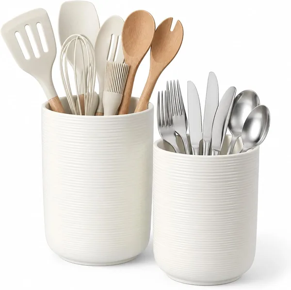 Lot de 2 porte-ustensiles en céramique — cadeau pour ceux qui aiment cuisiner