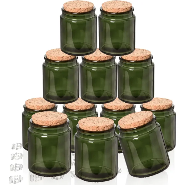 Lot de 12 Pots à Bougies Verts pour Fabrication