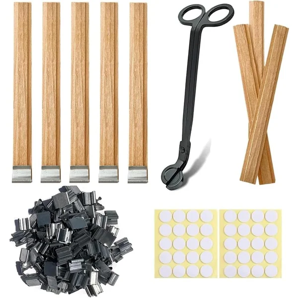 Lot de 40 Mèches en Bois Double Couche avec Support