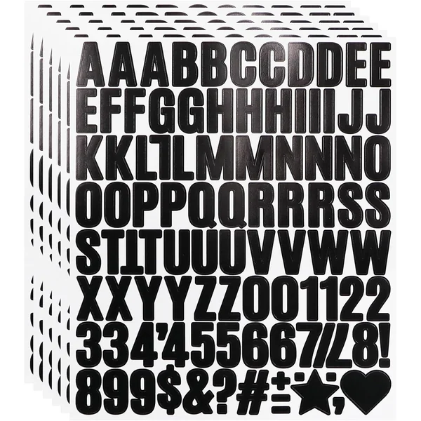 Lot de 588 Autocollants Alphabet et Chiffres 2,5 cm