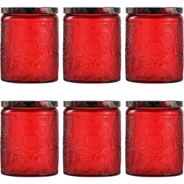Lot de 6 Pots à Bougies en Verre Gaufré Vides
