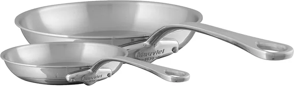Mauviel M'Cook — set de 2 poêles inox 5 plis — cadeau pour ceux qui aiment cuisiner