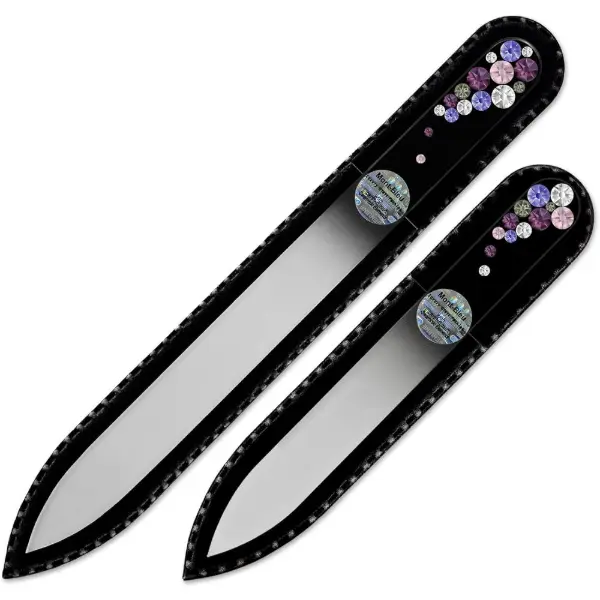 Mont Bleu — Lot de 2 limes en verre ornées de cristaux Swarovski