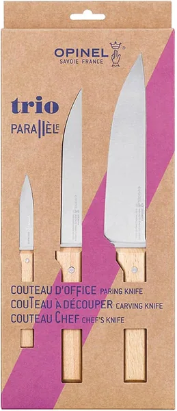 Opinel — coffret Trio Parallèle (chef, office, économe) — cadeau pour ceux qui aiment cuisiner