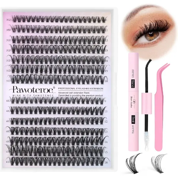 Pawotence — Kit d'extensions de cils individuels, 280 pièces