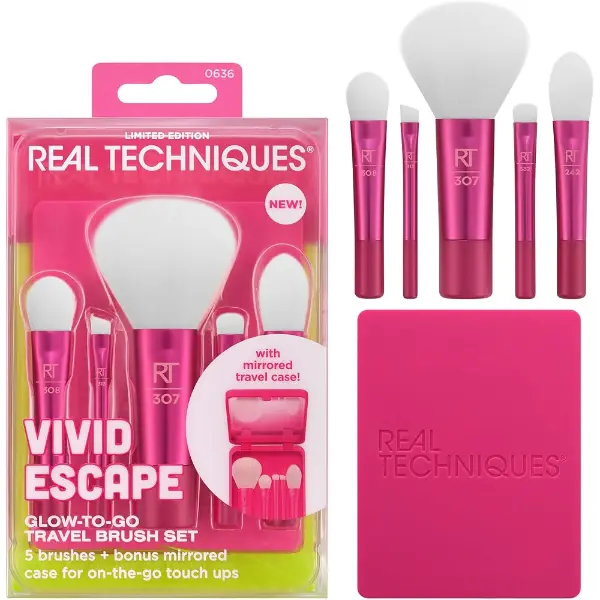 Real Techniques — Vivid Escape Glow-To-Go, 6 pinceaux de voyage