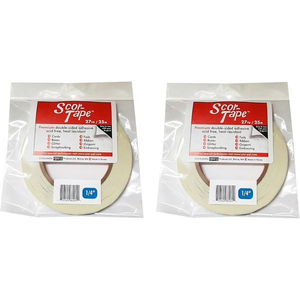 Scor-Tape — Lot de 2 Rouleaux Double Face Sans Acide