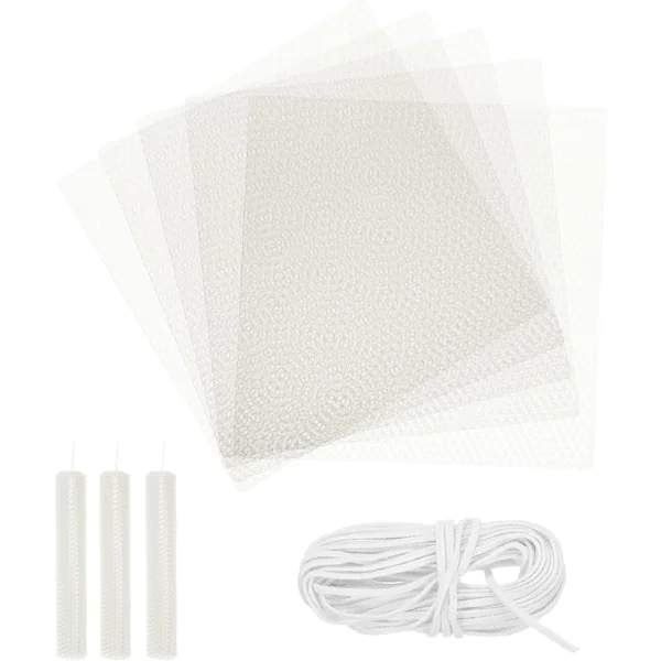 sourcing map — Kit Bougies en Cire d'Abeille, Feuilles Blanches