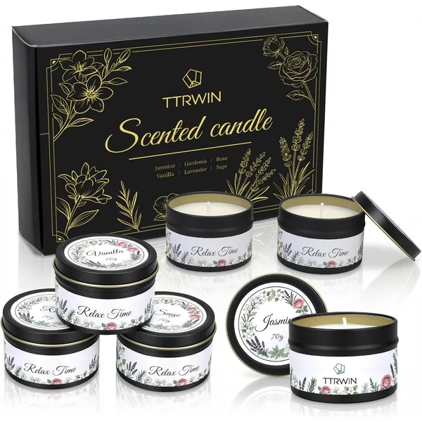 TTRWIN — Coffret Cadeau de 6 Bougies Parfumées Relaxantes
