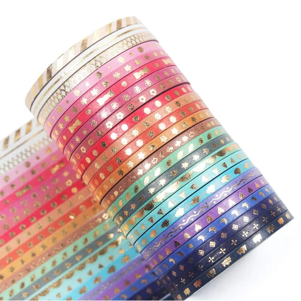 YUBBAEX — Set de 24 Rouleaux de Washi Tape Fins à Dorure