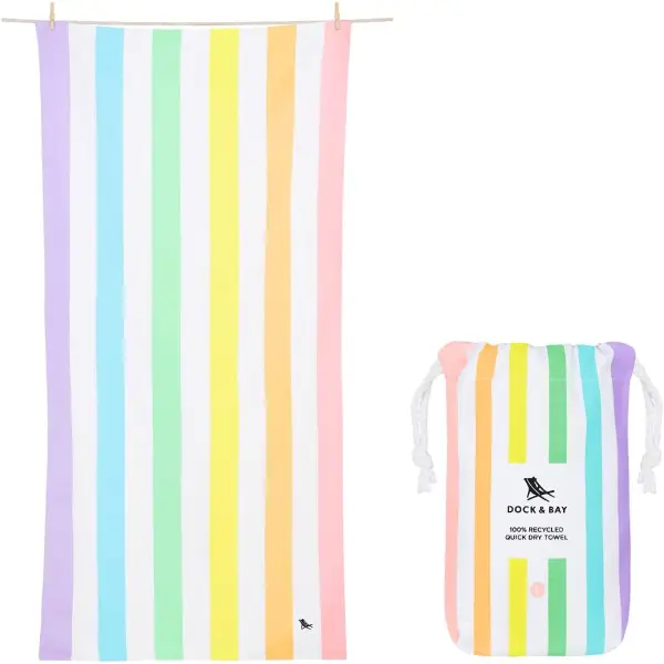 Dock & Bay — Serviette de plage sans sable, 200 × 90 cm, recyclée