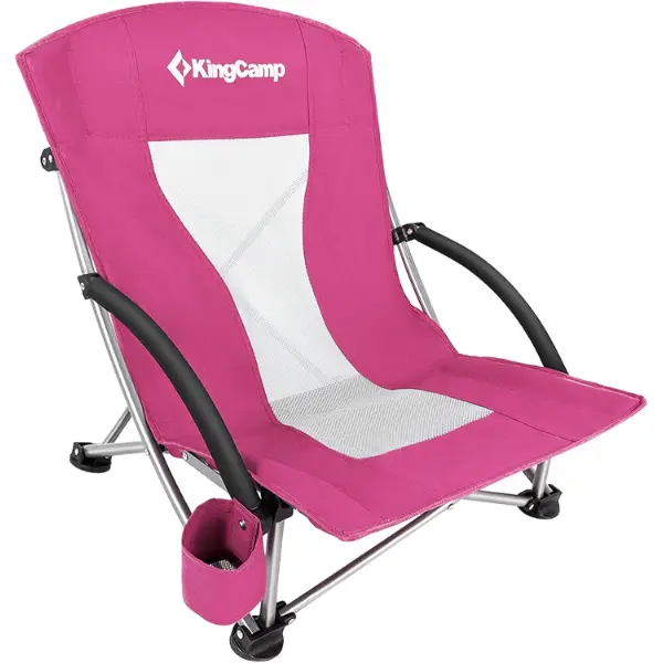 KingCamp — Chaise de plage basse pliable, sac à dos, porte-gobelet