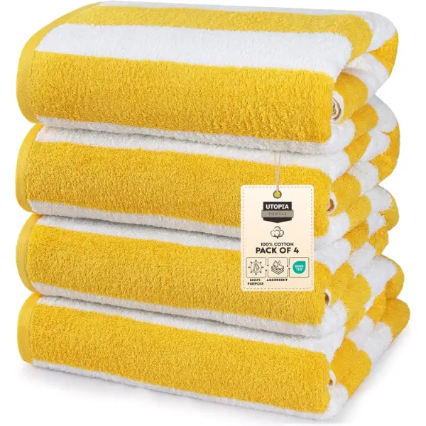 Utopia Towels — Lot de 4 serviettes de plage Cabana Stripe, 100 % coton